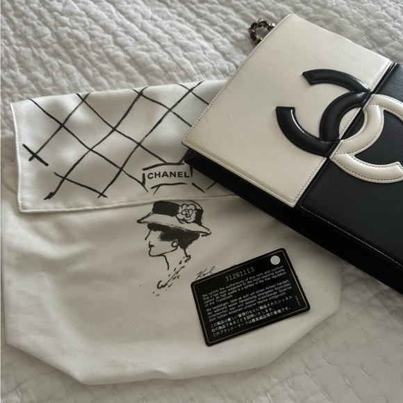 Chanel Bicolor Split Clutch Bag Two-Tone Black and White Clutch ❤️ - Picture 9 of 15